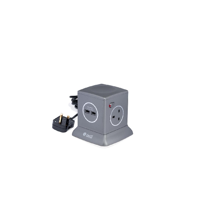 Buy Alfanar tower extension socket, 13 a , ce033m2u15-ch214 - silver in Saudi Arabia