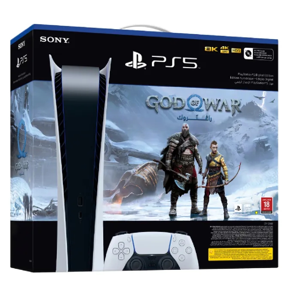Buy Sony playstation 5 digital edition console with god of war ragnarok game voucher in Saudi Arabia