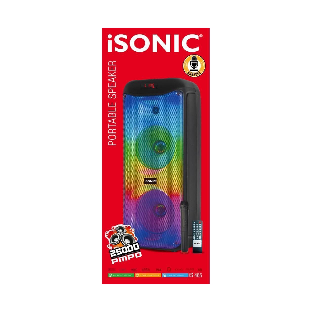 Buy Isonic portable speaker 25000 pmpo, is465 - black in Saudi Arabia