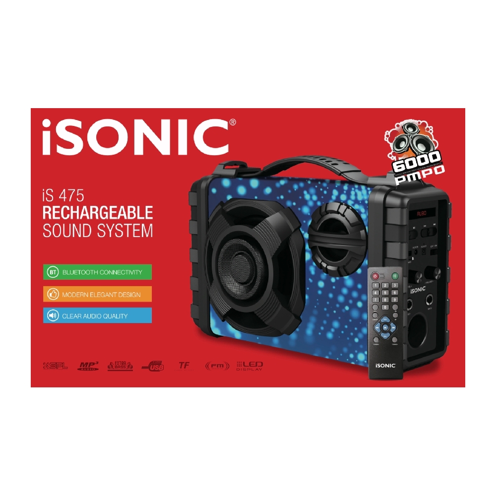 Buy Isonic rechargeable sound system, is475 - black in Saudi Arabia