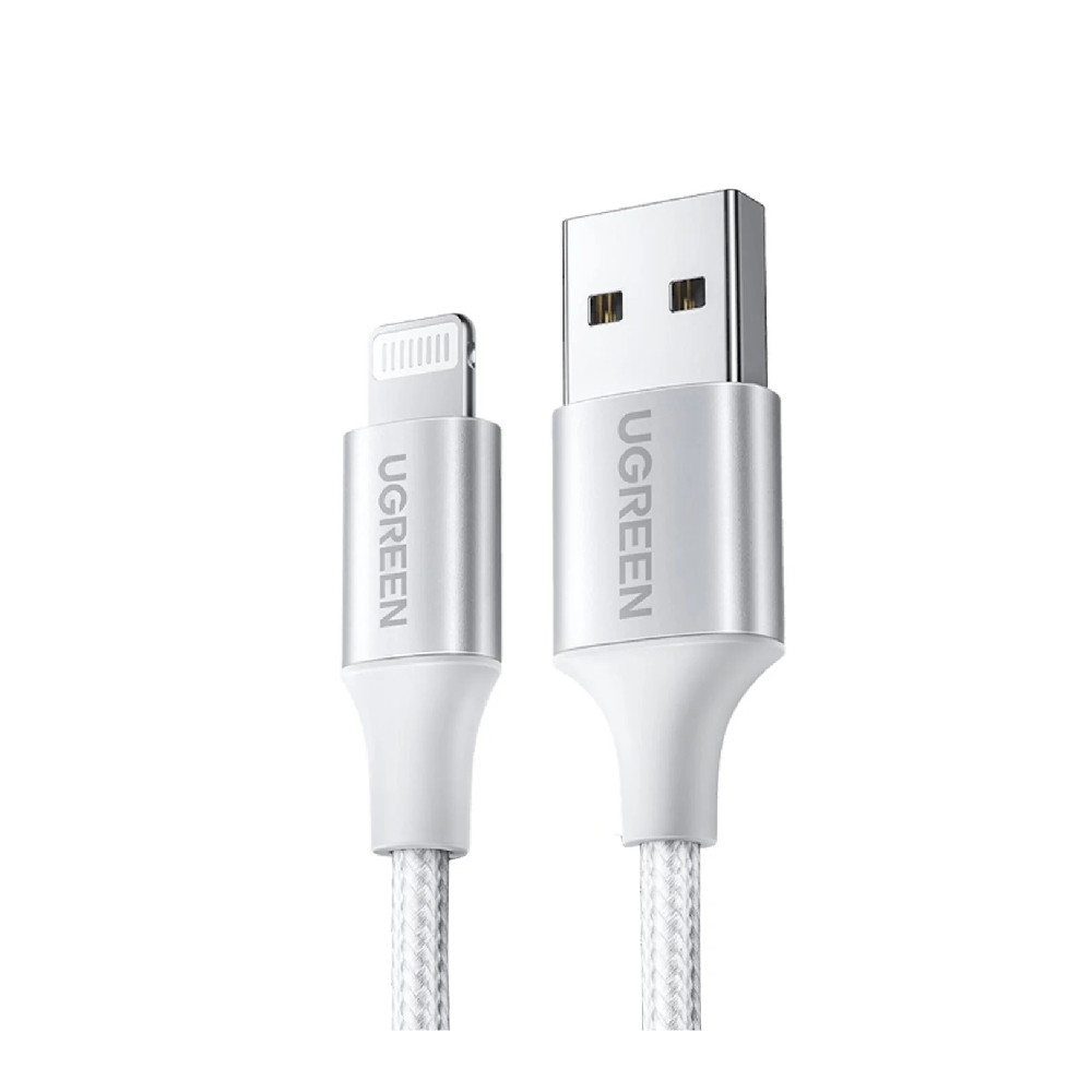 Buy Ugreen nylon braided usb a to lightening cable, 1m, 60161– silver in Saudi Arabia