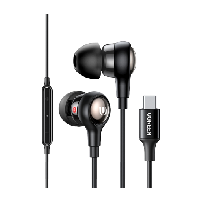 Buy Ugreen type-c wired earphones with microphone, 30638 -  black in Saudi Arabia