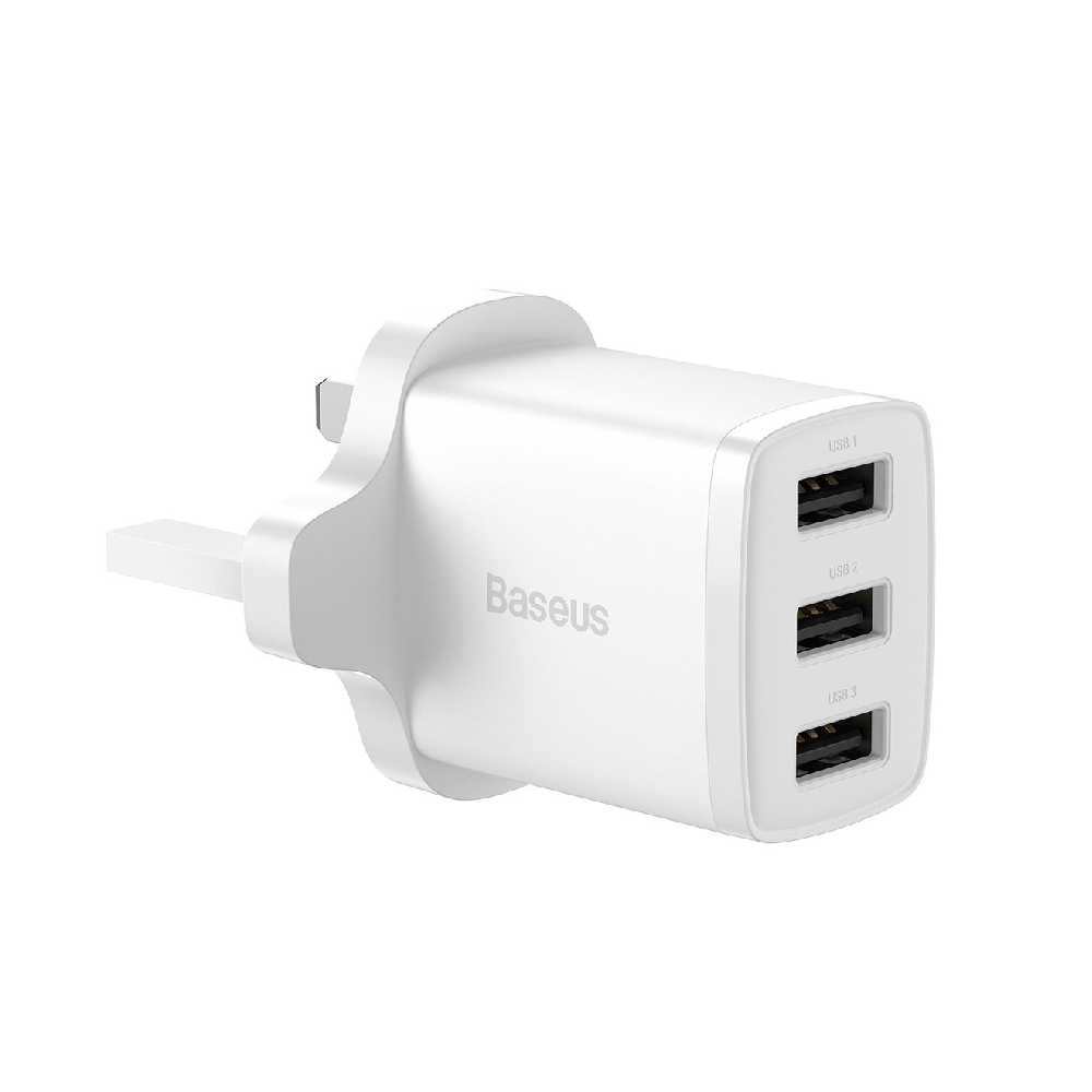 Buy Baseus compact 17w charger uk, ccxj020302 - white in Saudi Arabia