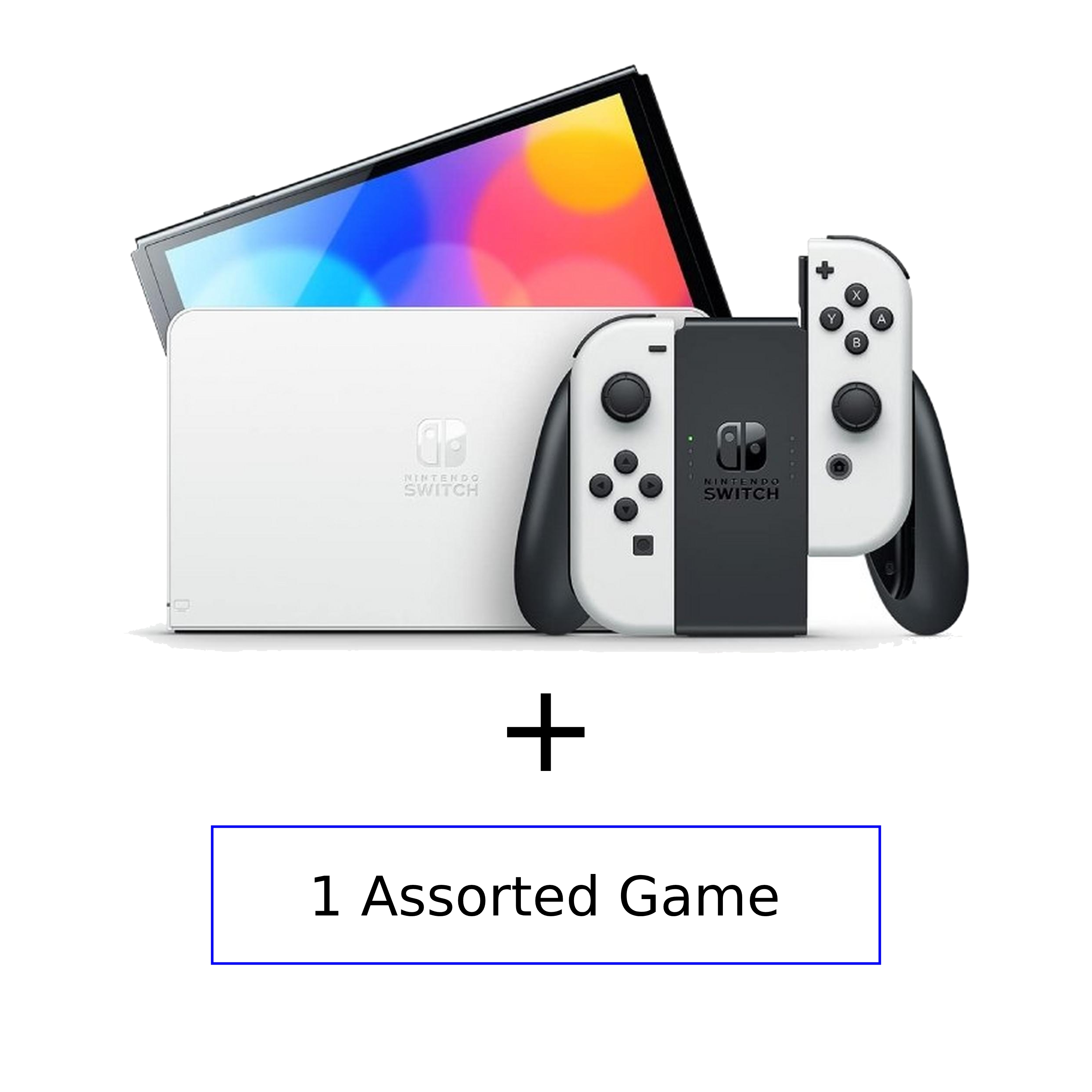 Buy Nintendo switch oled console - white  + 1 assorted game in Saudi Arabia