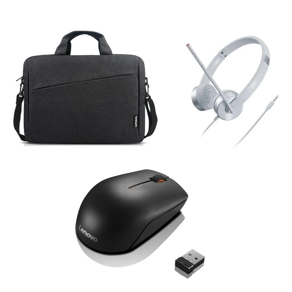Buy Lenovo 15. 6-inch laptop bag + wireless compact mouse+ 100 stereo analog headset kit, b... in Saudi Arabia