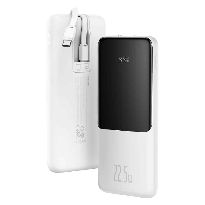 Buy Baseus elf power bank, digital display, fast charge, 10000mah, 22. 5w, ppjl10 - white in Saudi Arabia