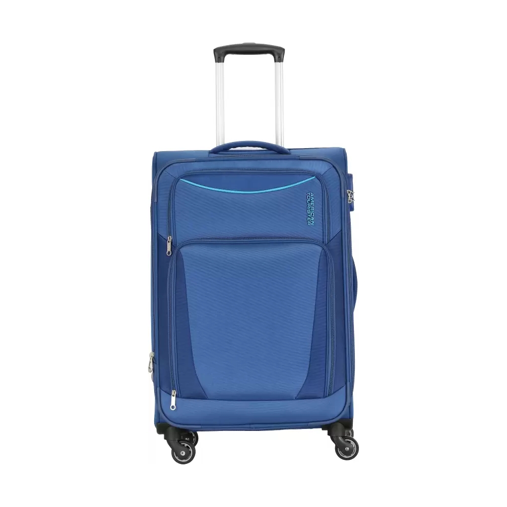 Buy American tourister portland softside spinner luggage trolley, 55 cm – blue in Saudi Arabia