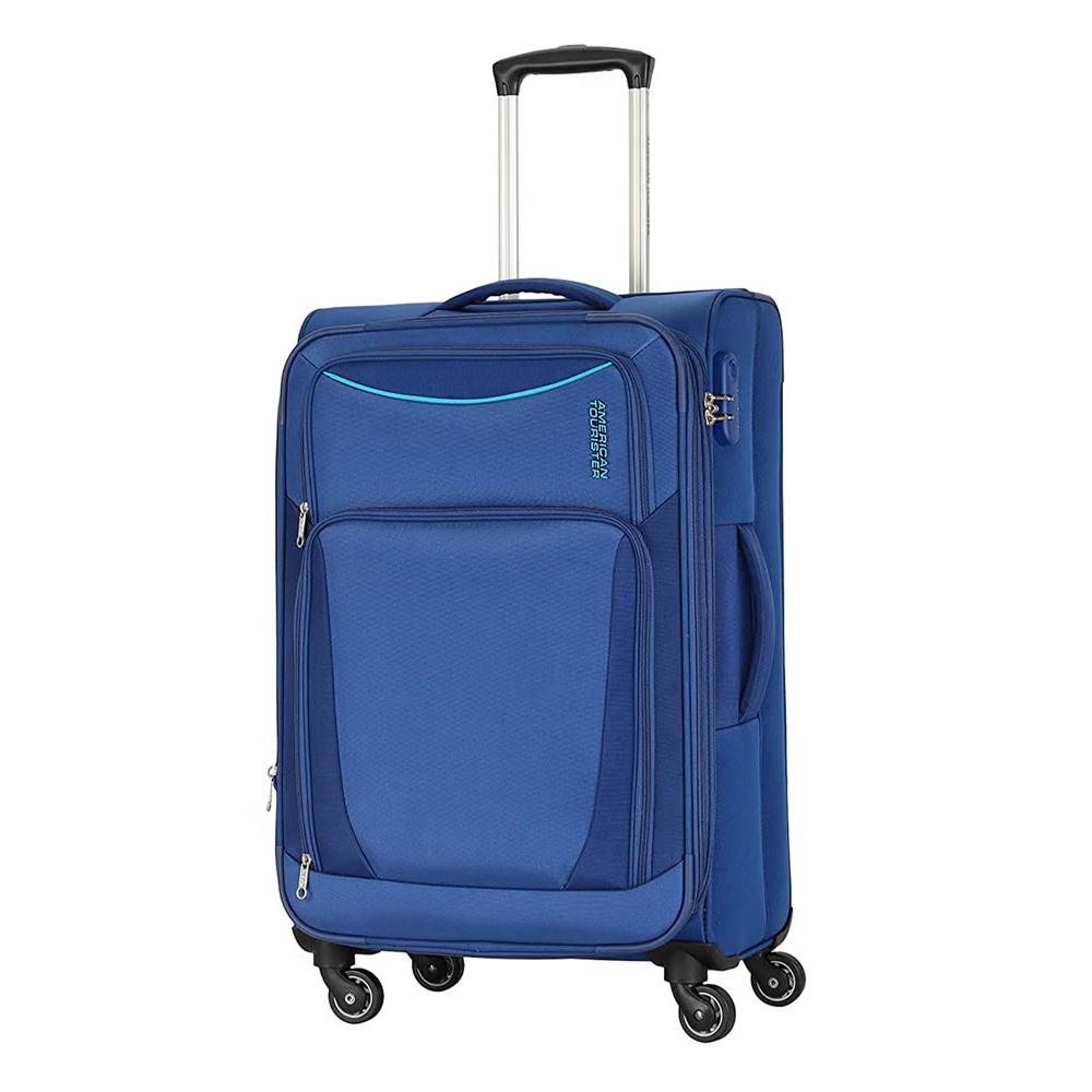 Buy American tourister portland softside spinner luggage trolley, 68 cm – blue in Saudi Arabia