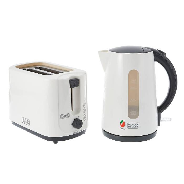 

Black & decker kettle and 2 slice toaster, 1. 7 l kettle capacity, mbf70-b5 - white