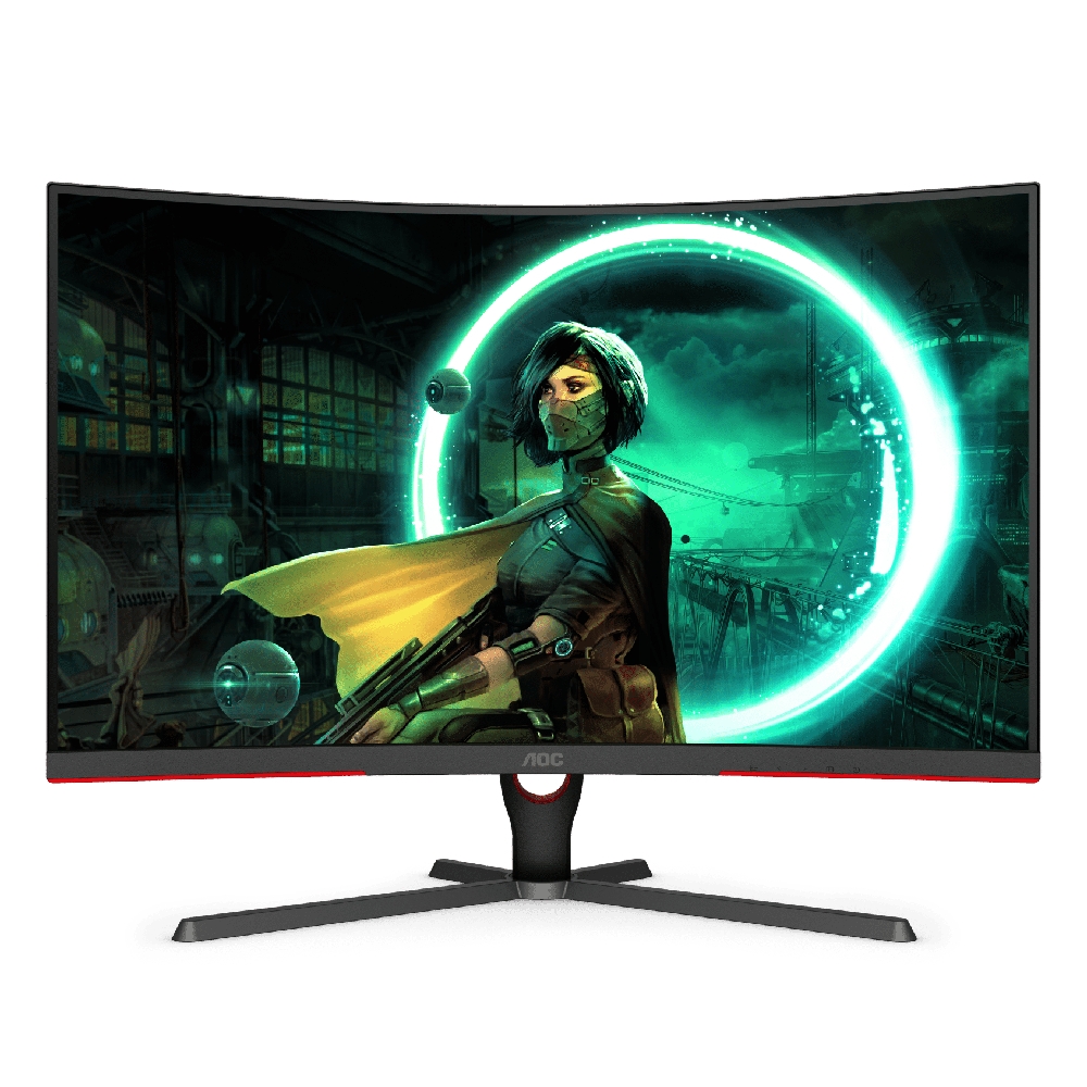 Buy Aoc curved 31. 5-inch qhd 165hz 1ms gaming monitor, cq32g3se/89 - black & red in Kuwait
