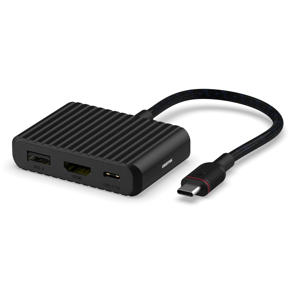 Buy Unisynk 3 port usb-c hub v2 laptop charger, 100w, 10383- black in Kuwait