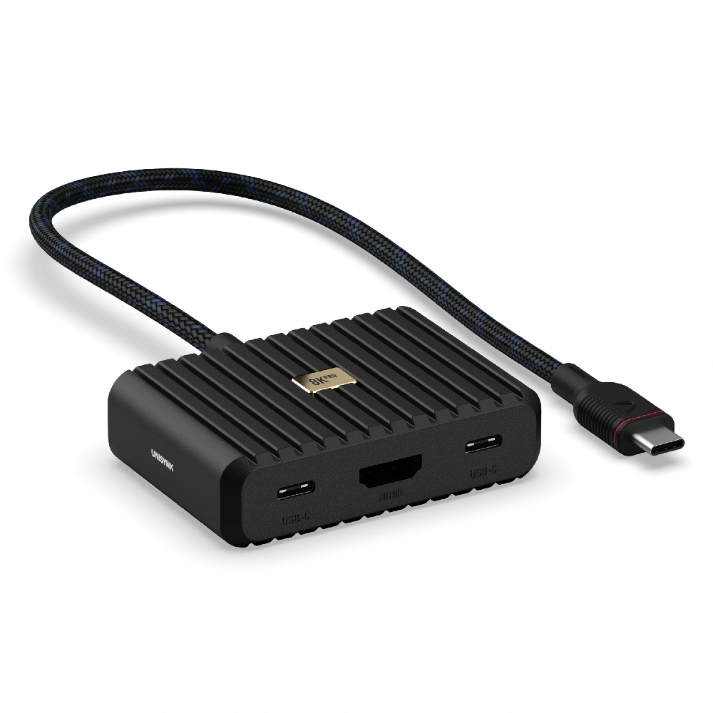 Buy Unisynk 5 port usb-c hub 8k pro laptop charger, 100w, 10398– black in Kuwait
