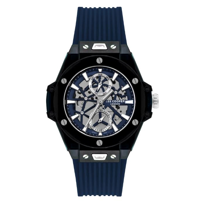 Buy Lee cooper watch for men, multi-function, 44 mm, silicone strap, lc07975. 399 – dark blue in Kuwait