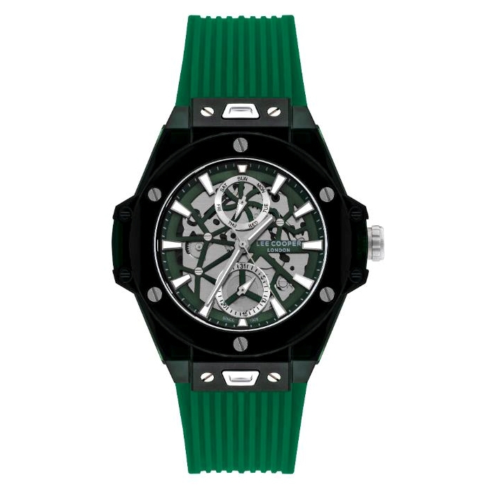 Buy Lee cooper watch for men, multi-function, 44 mm, silicone strap, lc07975. 777 – green in Kuwait