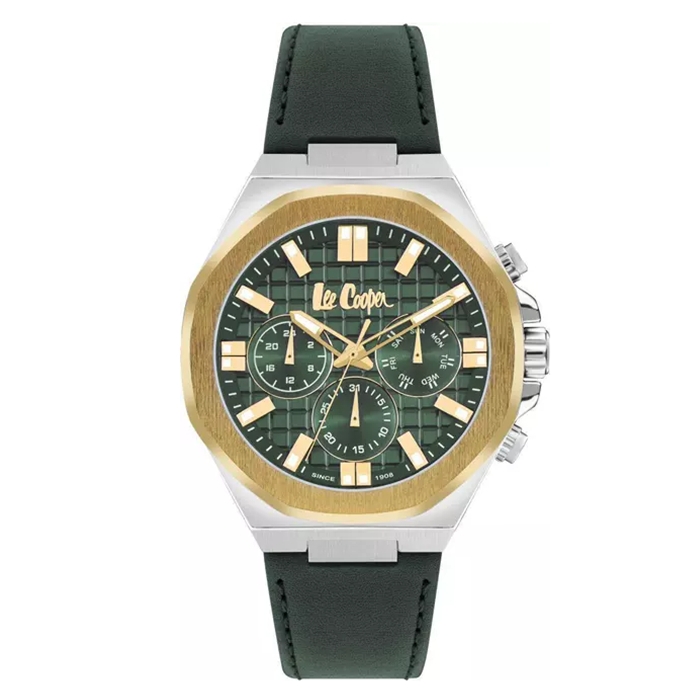 Buy Lee cooper watch for men, multi-function, 46 mm, leather strap, lc07983. 277 – green in Kuwait