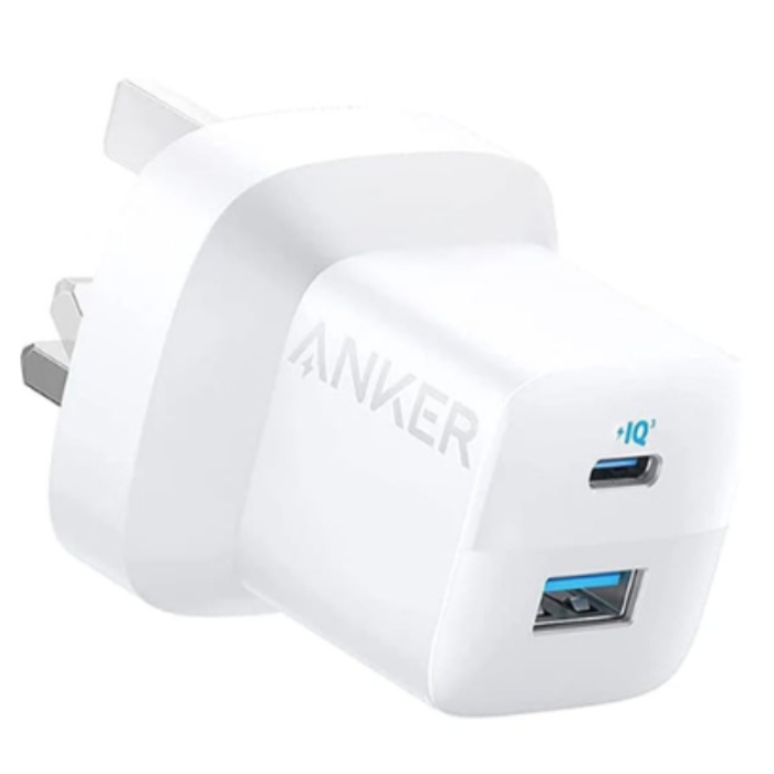 Buy Anker 323 dual port usb-c and usb-a wall charger, 33w, a2331k21 – white in Kuwait