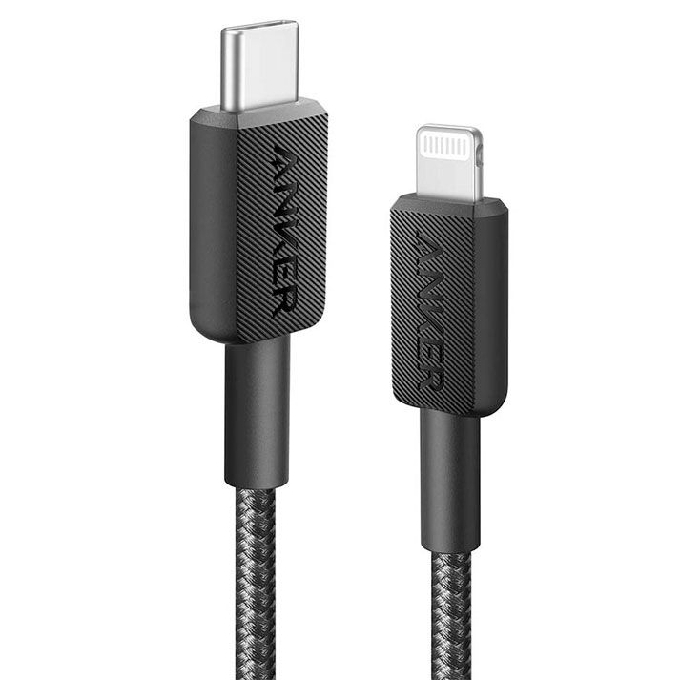 Buy Anker 322 usb-c to lightning cable (0. 9m braided), a81b5h11 - black in Kuwait