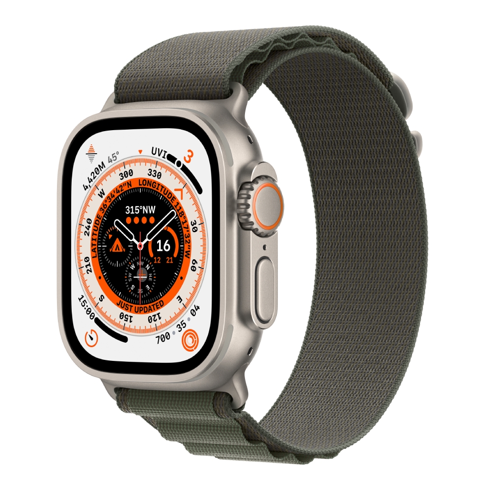 

Apple watch ultra gps + cellular, 49mm titanium case with green alpine loop - medium