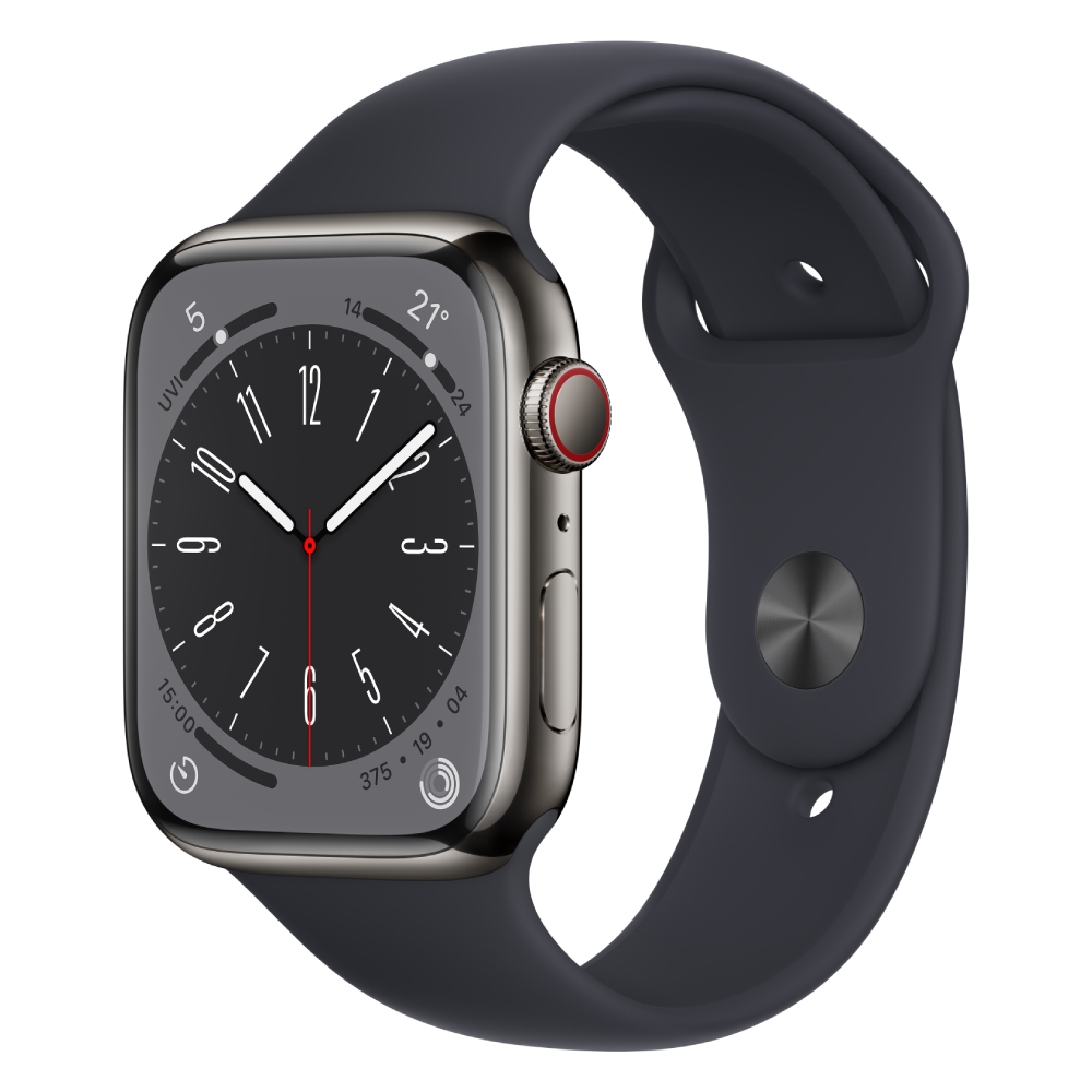 

Apple watch series 8 gps + cellular 45mm graphite stainless steel case with midnight sp...