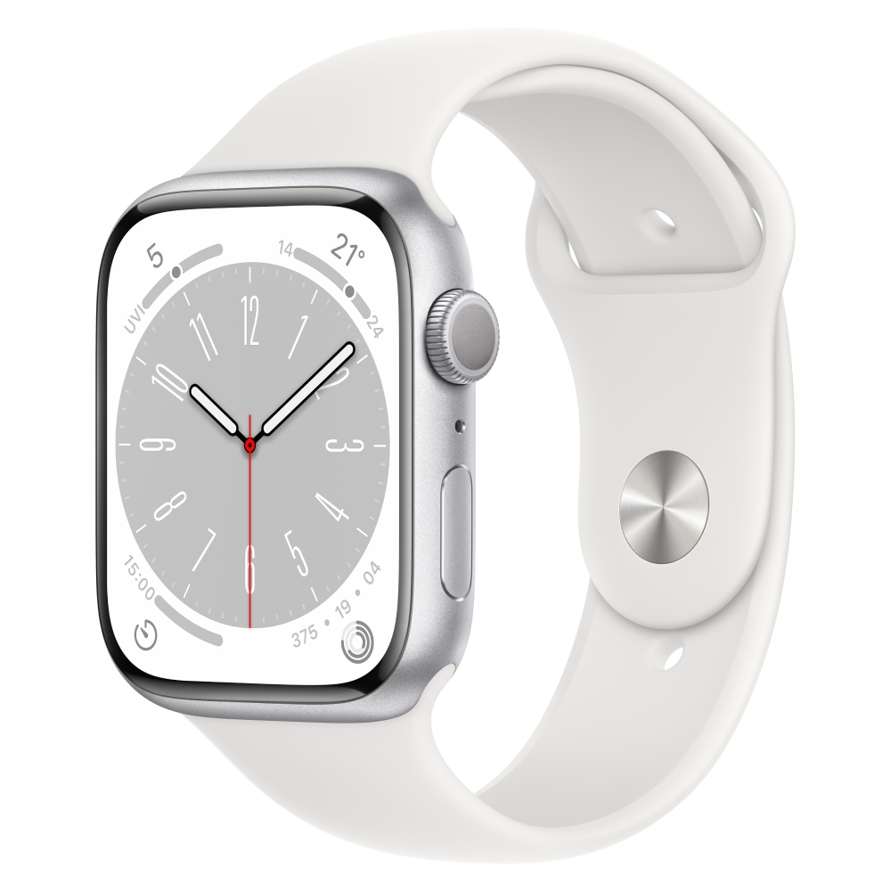 

Apple watch series 8 gps 41mm silver aluminium case with white sport band - regular