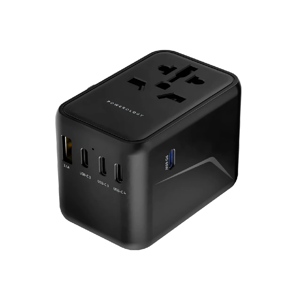 

Powerology universal multi-port travel adapter with 4 type-c