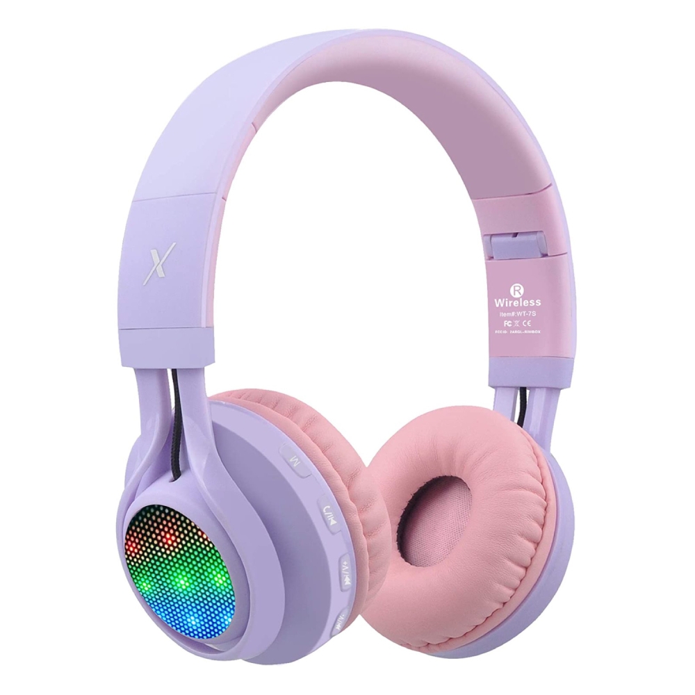 

Riwbox kids led wireless headphones - purple/pink