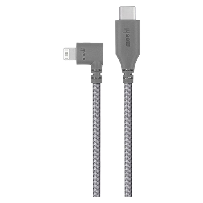 

Moshi 90 degree usb-c to lightning 1. 5m cable - titanium grey