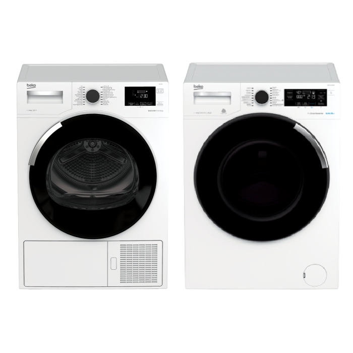 

Beko 11kg front load washing machine + beko 10kg heat pump tumble dryer