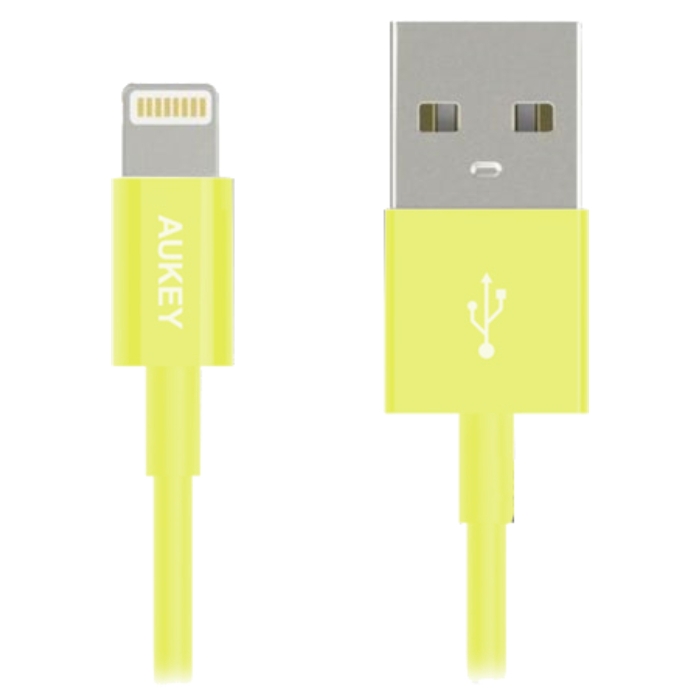 Buy Aukey mfi lightning 8 pin sync cable - yellow in Saudi Arabia