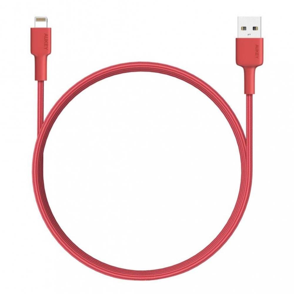 Buy Aukey mfi lightning sync 2m cable - red in Saudi Arabia