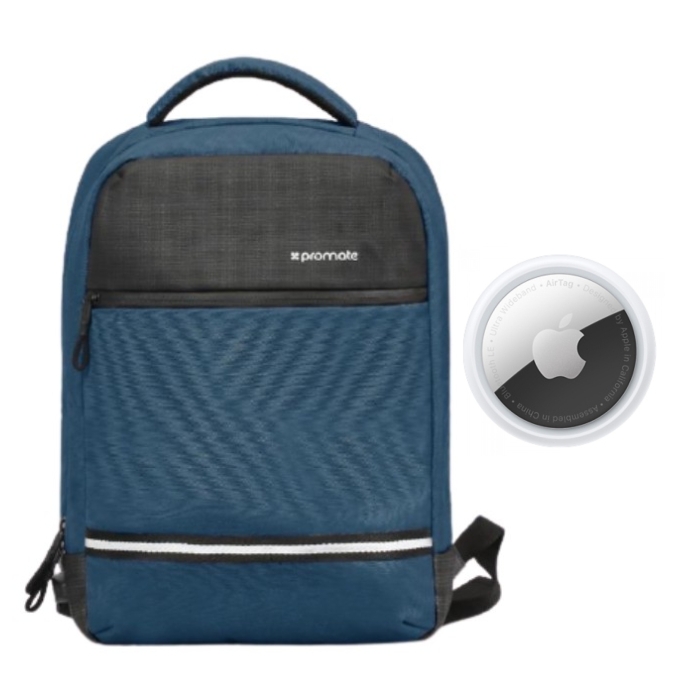 

Promate anti-theft laptop backpack with usb port blue + apple airtag (1 pack)