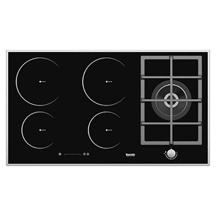 

Baumatic 90cm 4 electric and 1 gas hob 90cm (bmeh94i1g) black / stainless steel
