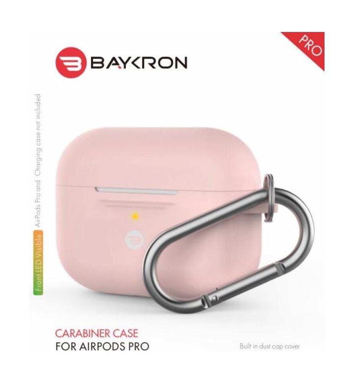 Baykron airpods pro silicone case with carabiner - pink