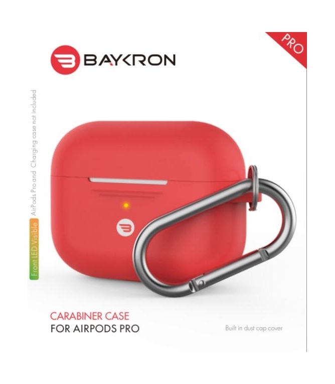 

Baykron airpods pro silicone case with carabiner - red