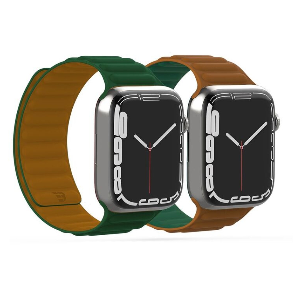 Buy Baykron silicone magnetic strap for apple watch 41mm green/brown in Saudi Arabia