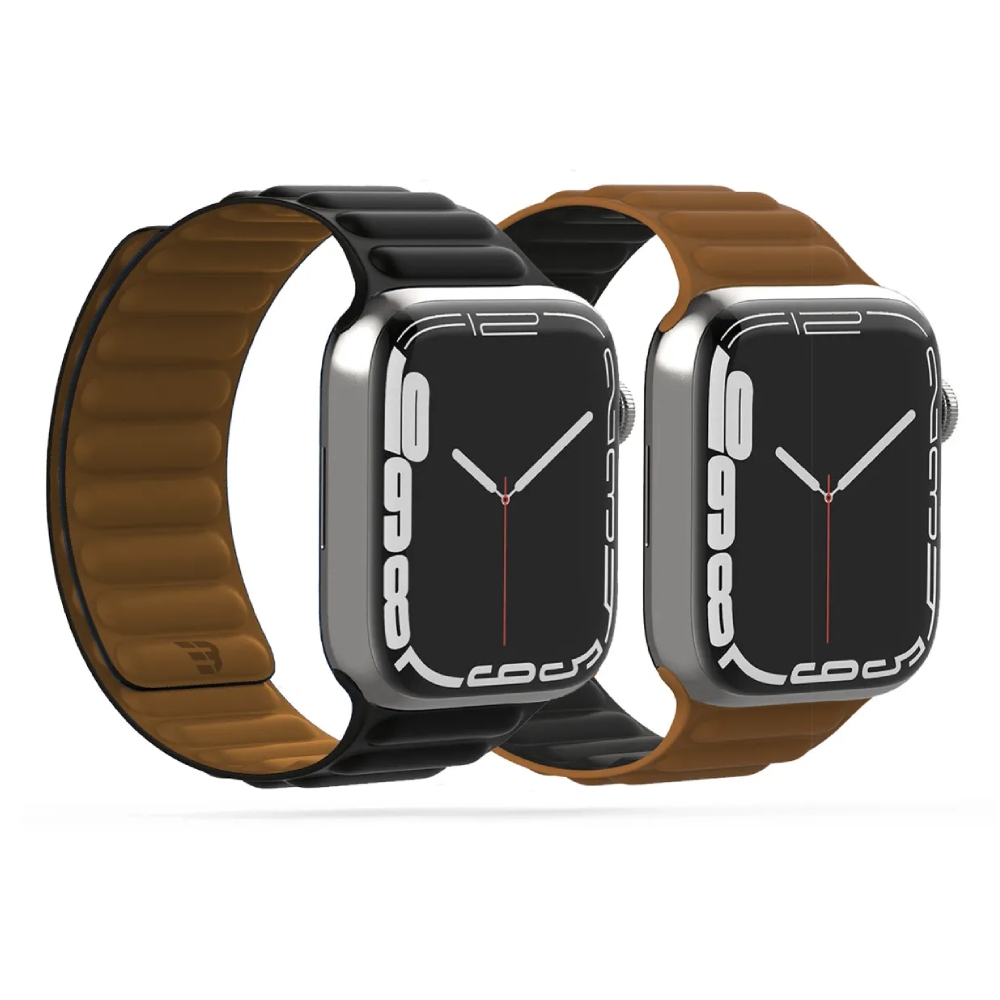 Buy Baykron silicone magnetic strap for apple watch 45mm black/brown in Saudi Arabia