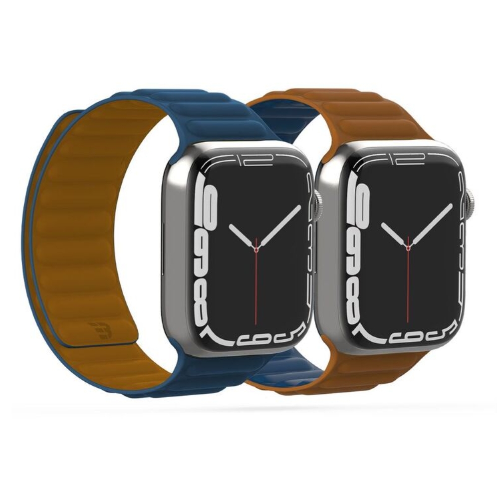 Buy Baykron silicone magnetic strap for apple watch 45mm blue/brown in Saudi Arabia