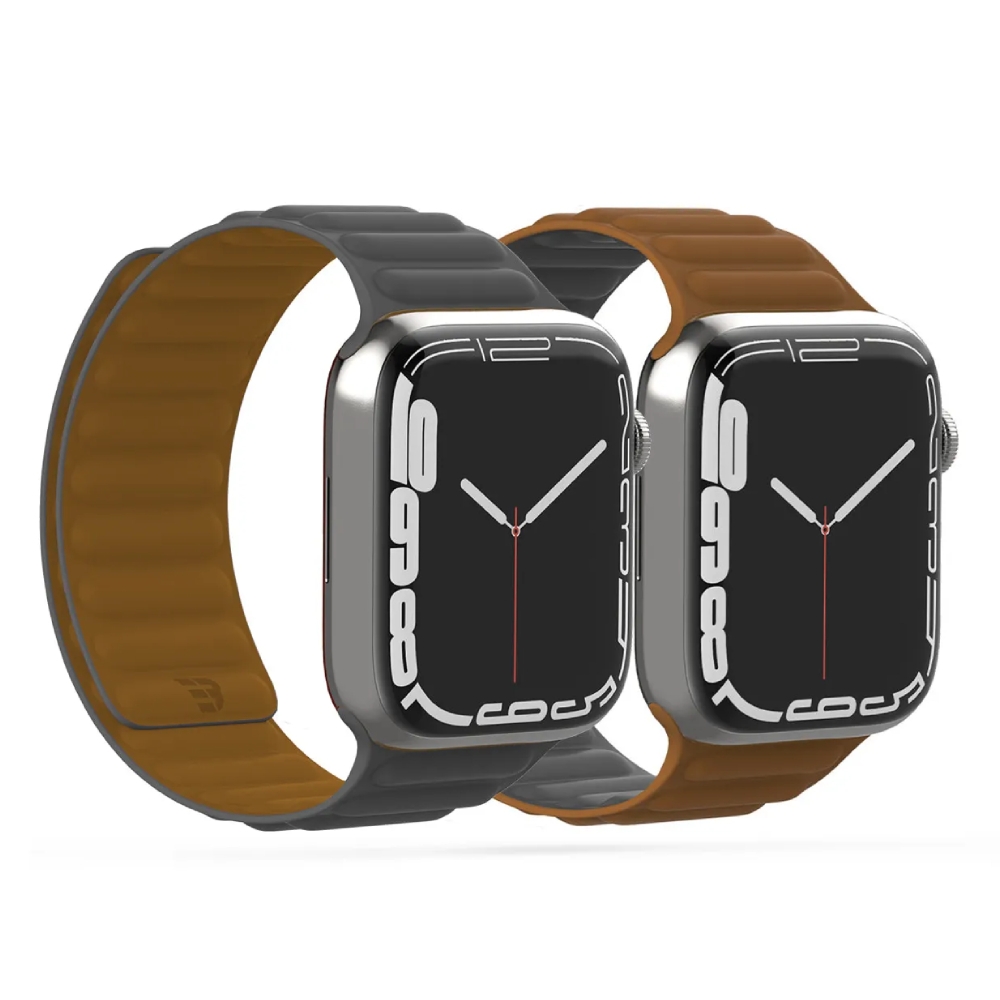 Buy Baykron silicone magnetic strap for apple watch 45mm grey/brown in Saudi Arabia