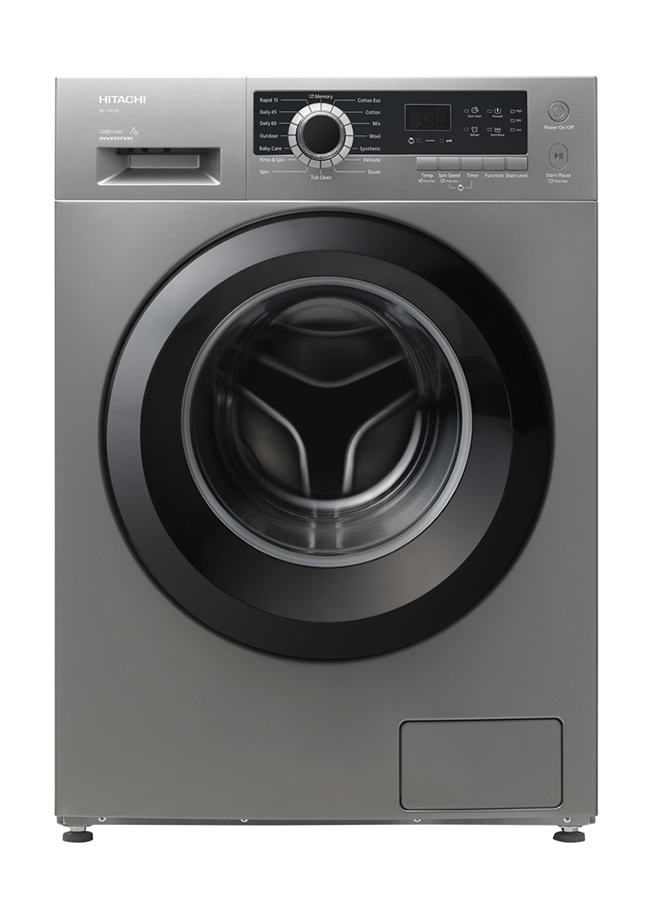 

Hitachi 7kg front load washing machine (bd-70cve 2206a sl) - silver