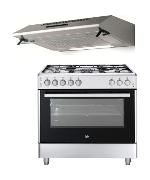 

Beko 90x60 5 burner gas cooker + lagermania 90cm undercabinet cooker hood