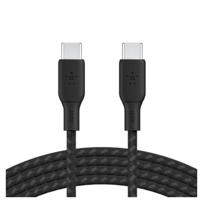 Belkin 100w braided usb-c to c 3m cable - black