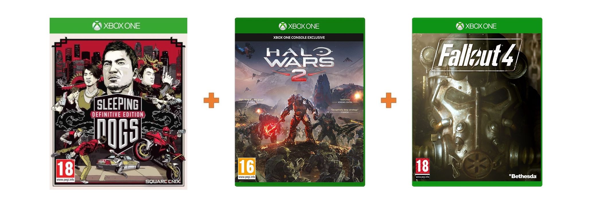 

Fallout 4 + halo wars 2 + sleeping dogs definitive edition: xbox one game