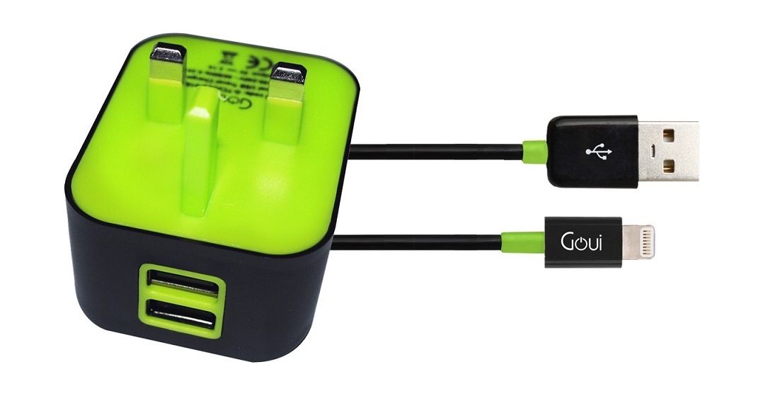 

Goui wall-i uk wall charger + lightning cable - black