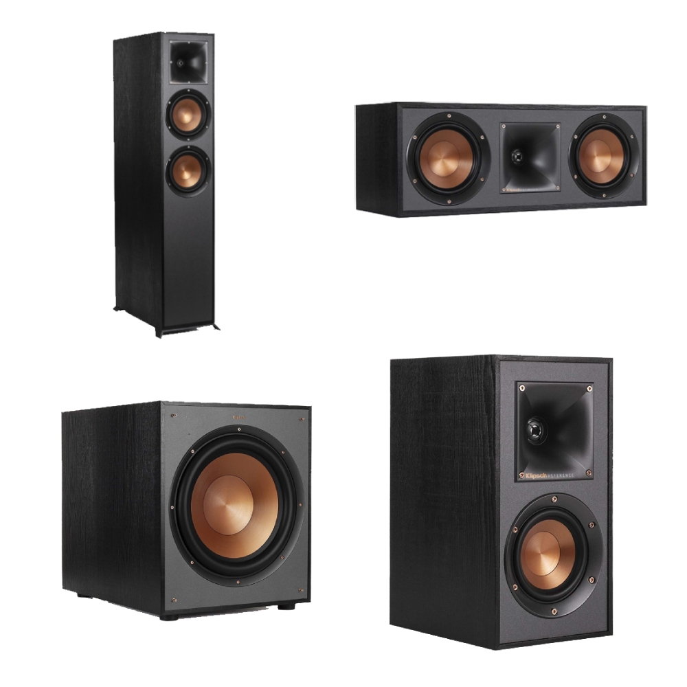 

Klipsch 12-inch subwoofer + center channel home speaker + passive bookshelf speaker + f...