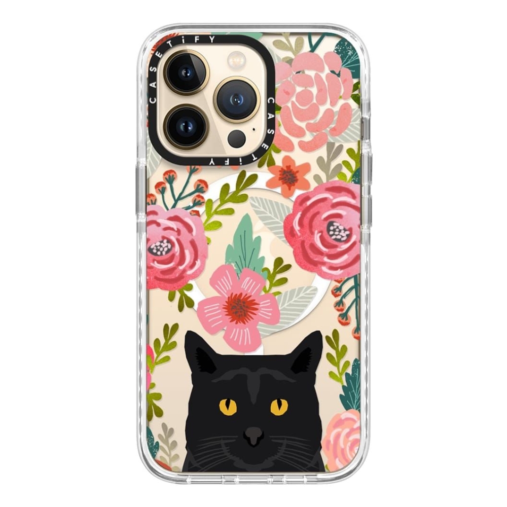 

Casetify magsafe case for iphone 13 pro - black cat floral