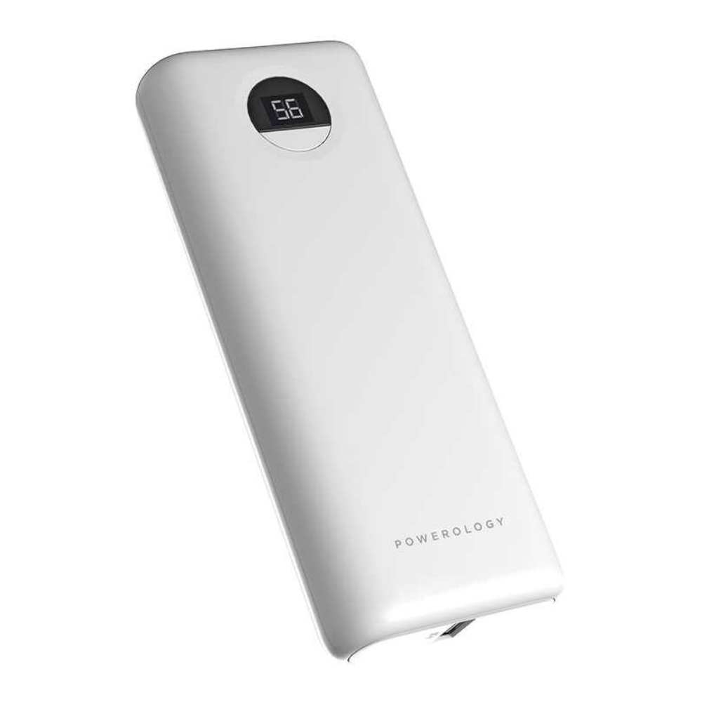 

Powerology 20000mah 30w pd & qc3. 0 compact power bank - white