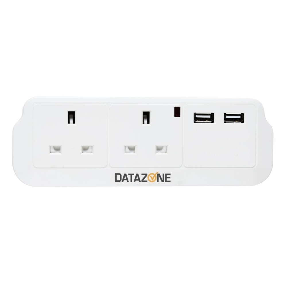 Buy Datazone power socket adapter 2way with 2-usb charger in Saudi Arabia