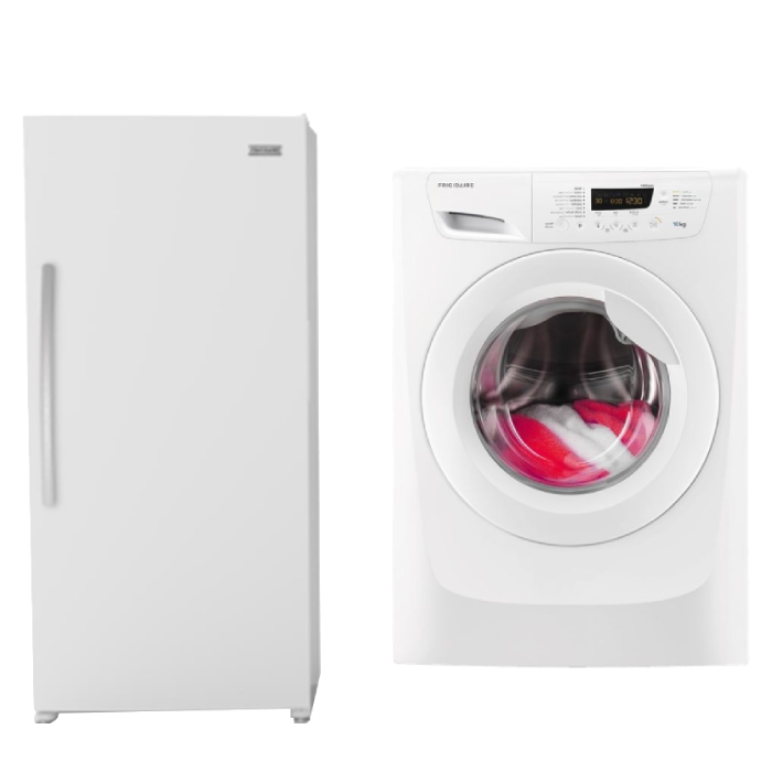 

Frigidaire 10kg front load washing machine + frigidaire refrigerator single door 20 cft