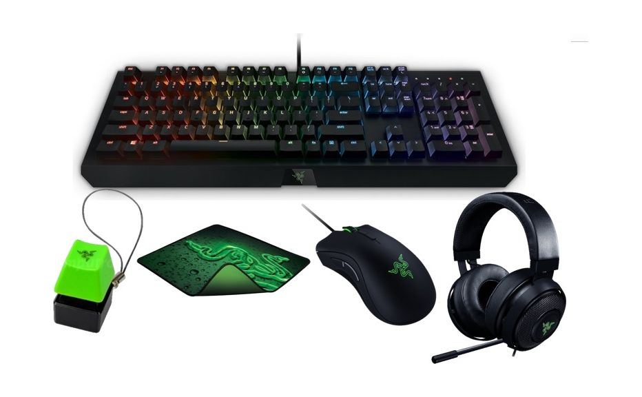 

Razer blackwidow x chroma mechanical gaming keyboard + gaming mouse + mouse pad + headp...