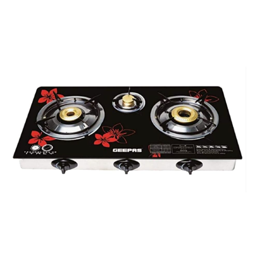 

Geepas 3 gas cooker 8mm hard glass (gk6759)